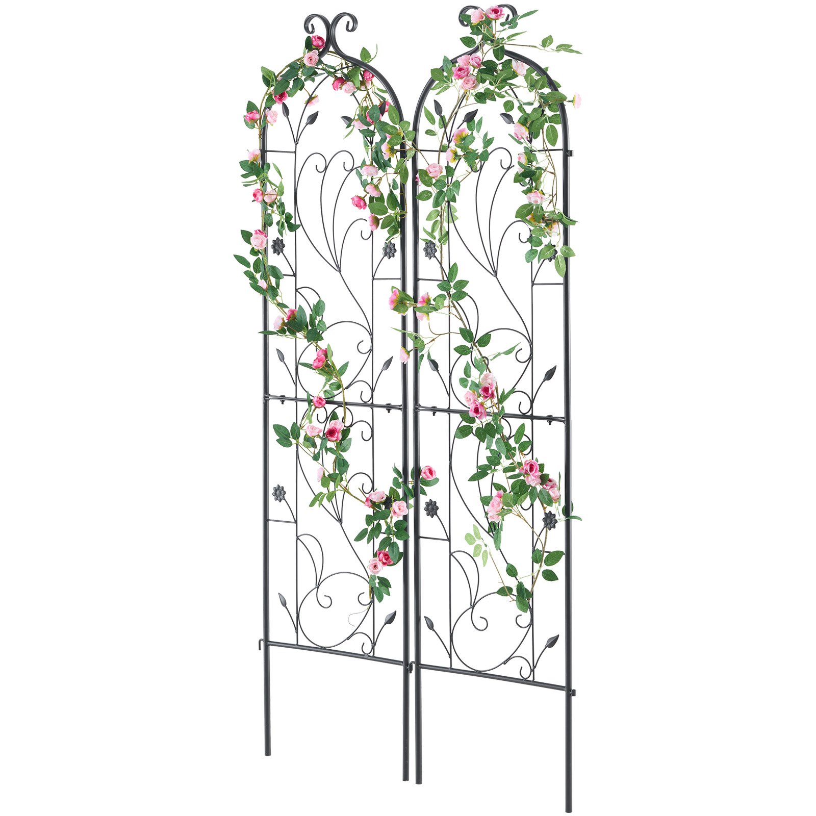 VEVOR Traliccio da Giardino Rampicanti per Piante Fiori in Metallo Antiruggine, Supporto per Traliccio per Rose Rampicanti Esterno, Traliccio Decorativo per Clematide Alta Cortili 38 x 152 cm 2 Pezzi