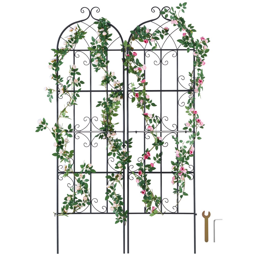 VEVOR Traliccio da Giardino Rampicanti per Piante Fiori in Metallo Antiruggine, Supporto per Traliccio per Rose Rampicanti Esterno, Traliccio Decorativo per Clematide Alta Cortili 51 x 180 cm 2 Pezzi