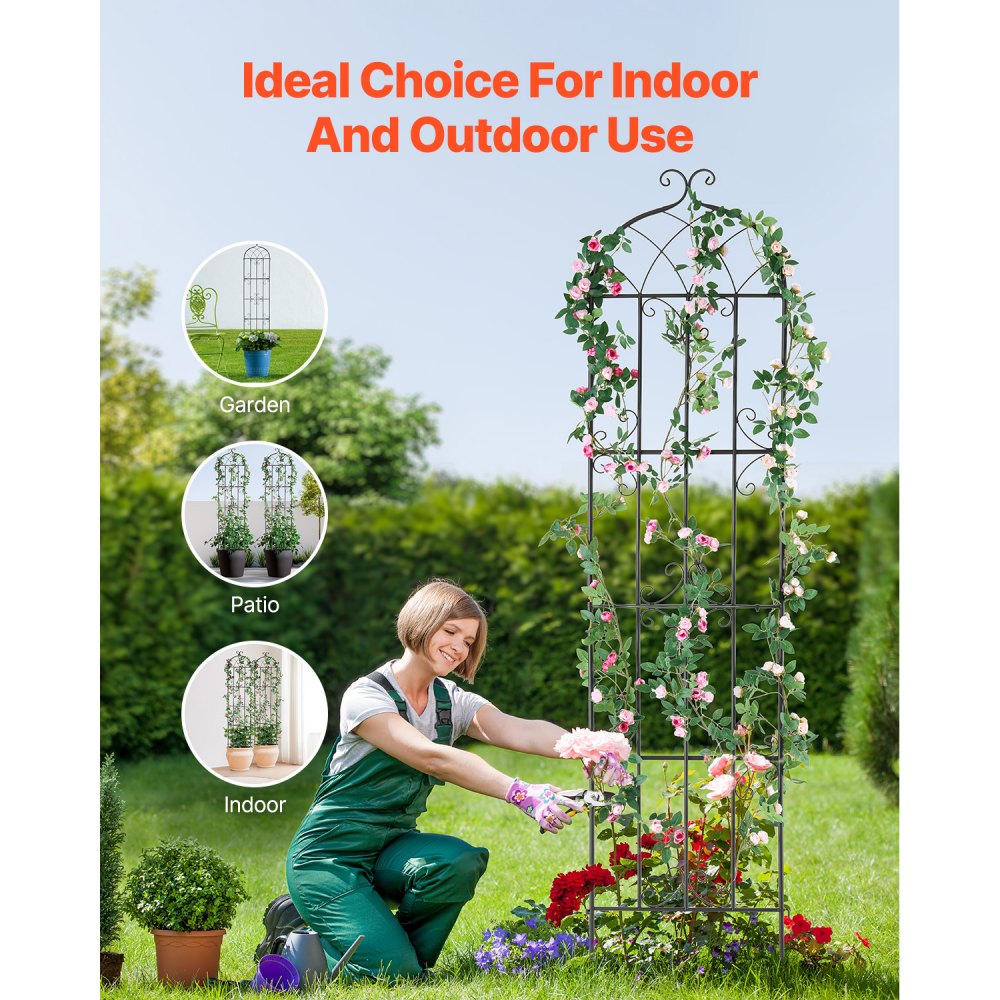 VEVOR Climbing Aid, 221 x 50 cm, Set of 2, Rustproof Metal Trellis for Garden Flowers, Climbing Frame for Roses, Cucumber Support, Climbing Aid, Plant Trellis, Decorative Clematis Trellis for Courtyards & Lawns