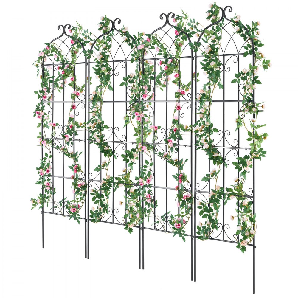VEVOR Traliccio da Giardino Rampicanti per Piante Fiori in Metallo Antiruggine, Supporto per Traliccio per Rose Rampicanti Esterno, Traliccio Decorativo per Clematide Alta Cortili 51 x 180 cm 4 Pezzi