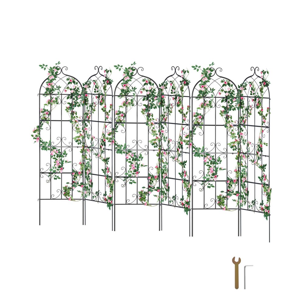 VEVOR Traliccio da Giardino Rampicanti per Piante Fiori in Metallo Antiruggine, Supporto per Traliccio per Rose Rampicanti Esterno, Traliccio Decorativo per Clematide Alta Cortili 51 x 180 cm 6 Pezzi