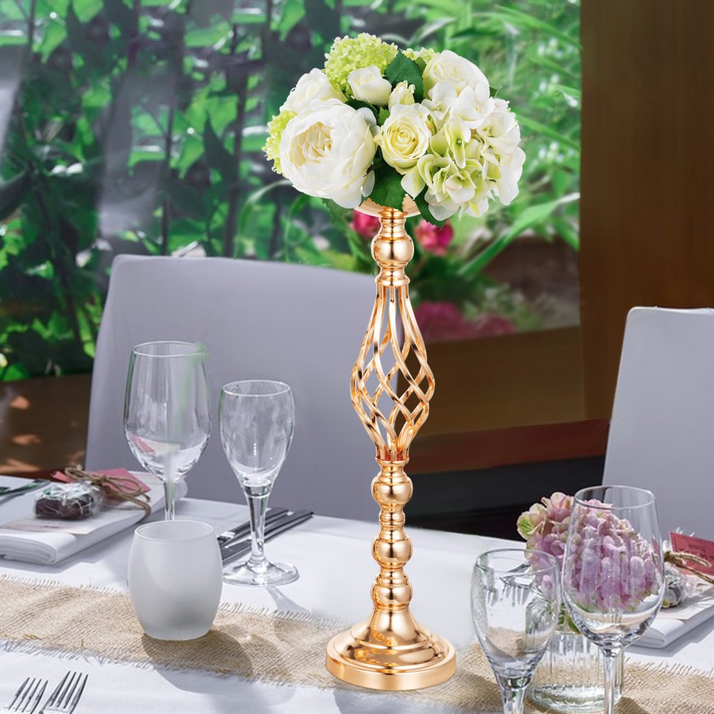 4 Kit Vaso Portafiori Per Matrimonio Portacandele Centrotavola Oro 40/47/53cm