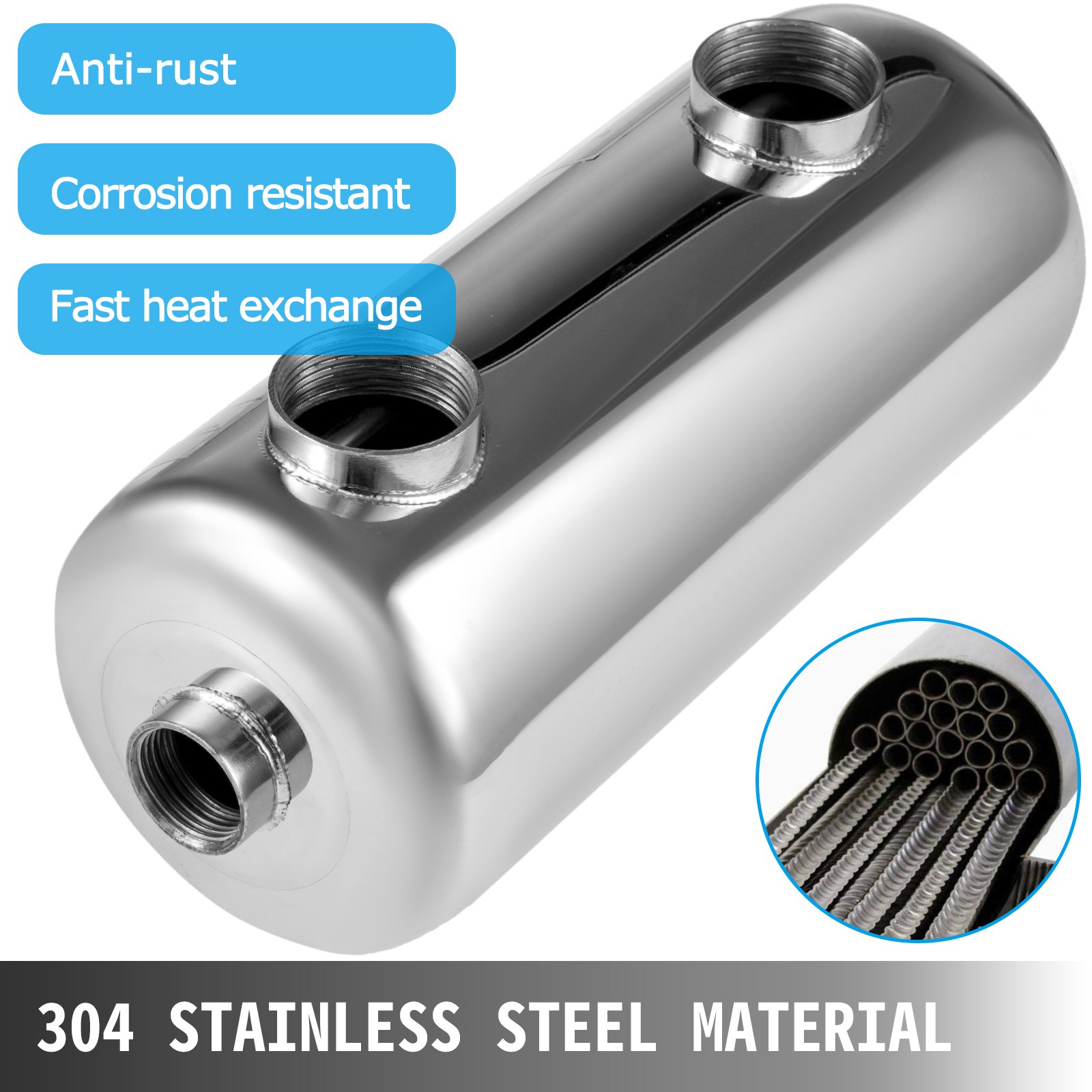 Scambiatore Di Calore A Fascio Tubiero 135 Kbtu/h Per Piscina Acciaio Inox 304