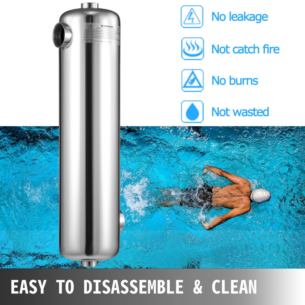 Scambiatore Di Calore 400 Kbtu/h Acciaio Inox Piscine Spa Vasche Idromassaggio