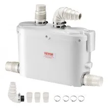 VEVOR Pompa Maceratrice per Lavello, 500 W, Portata 110 LPM, Prevalenza 8 m, con 4 Ingressi per l'Acqua, Macchina per Smaltimento delle Acque Reflue per Cucina, Seminterrato, Doccia