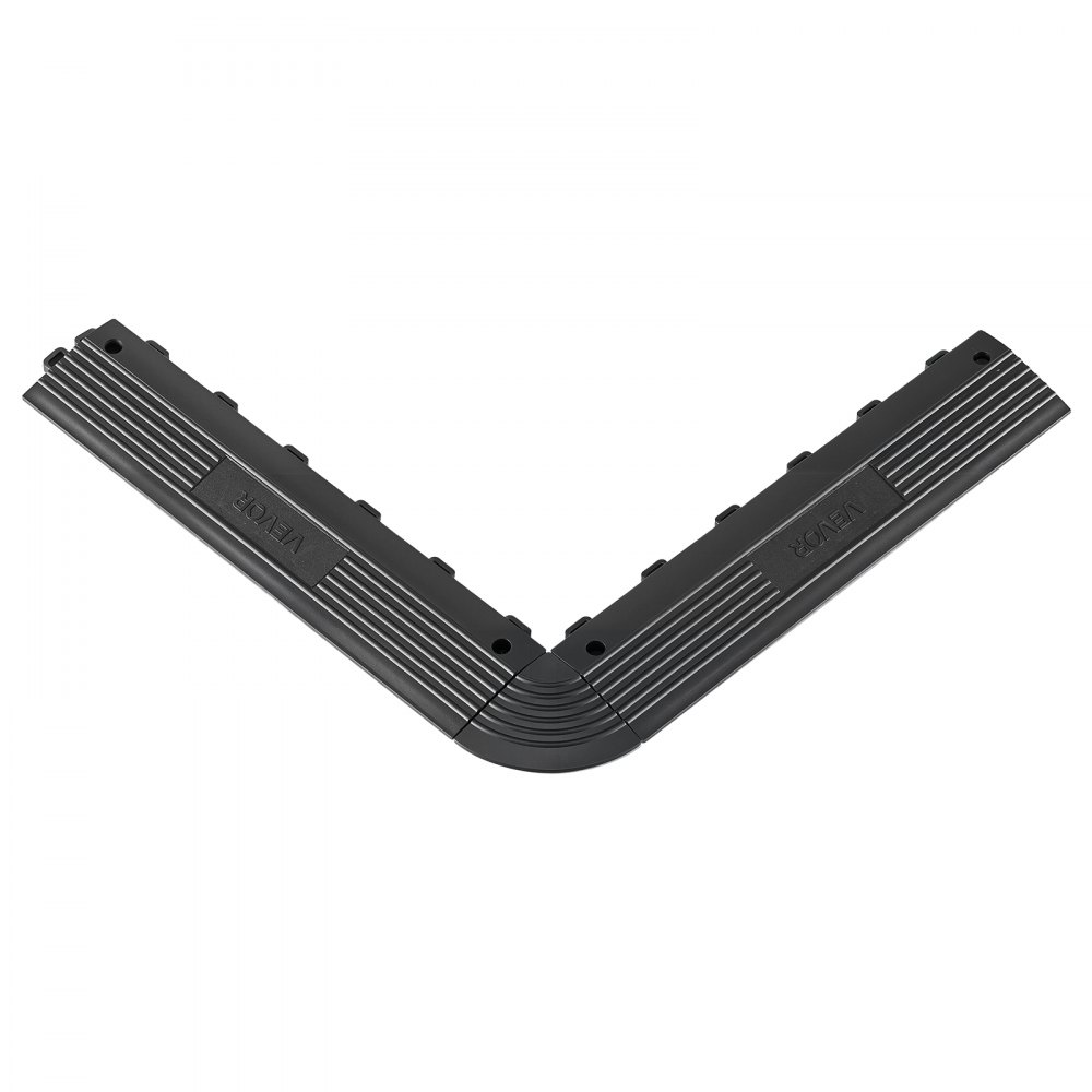 VEVOR Transition Edge Kit, 11-Piece, Durable PP Interlocking Modular Garage Floor Edging, Easy Installation, Edge Protection for Wet Area Restaurant, Only Compatible with VEVOR Drainage Mats, Black