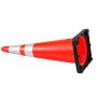 VEVOR Coni di Segnalazione Stradale 325 x 325 x 915 mm da 4 Pezzi in PVC, per Barriere o Aree Parcheggio, per Controllo Traffico con Strisce Riflettenti ad Alta Visibilità, Salvaspazio e Impilabili