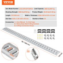 VEVOR Kit di binari di ancoraggio E-Track, 24 pezzi 1524 mm, con 8 binari in acciaio, 8 O-ring, 8 fascette con anello a D, per motociclette, carico, 2000 libbre