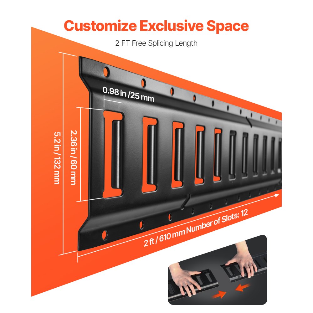 VEVOR Set di binari E-Track, binari in acciaio da 2 piedi, 4 pezzi, capacità carico 2000 libbre, binari per carichi pesanti con viti per garage, furgoni, rimorchi, ancoraggi per moto