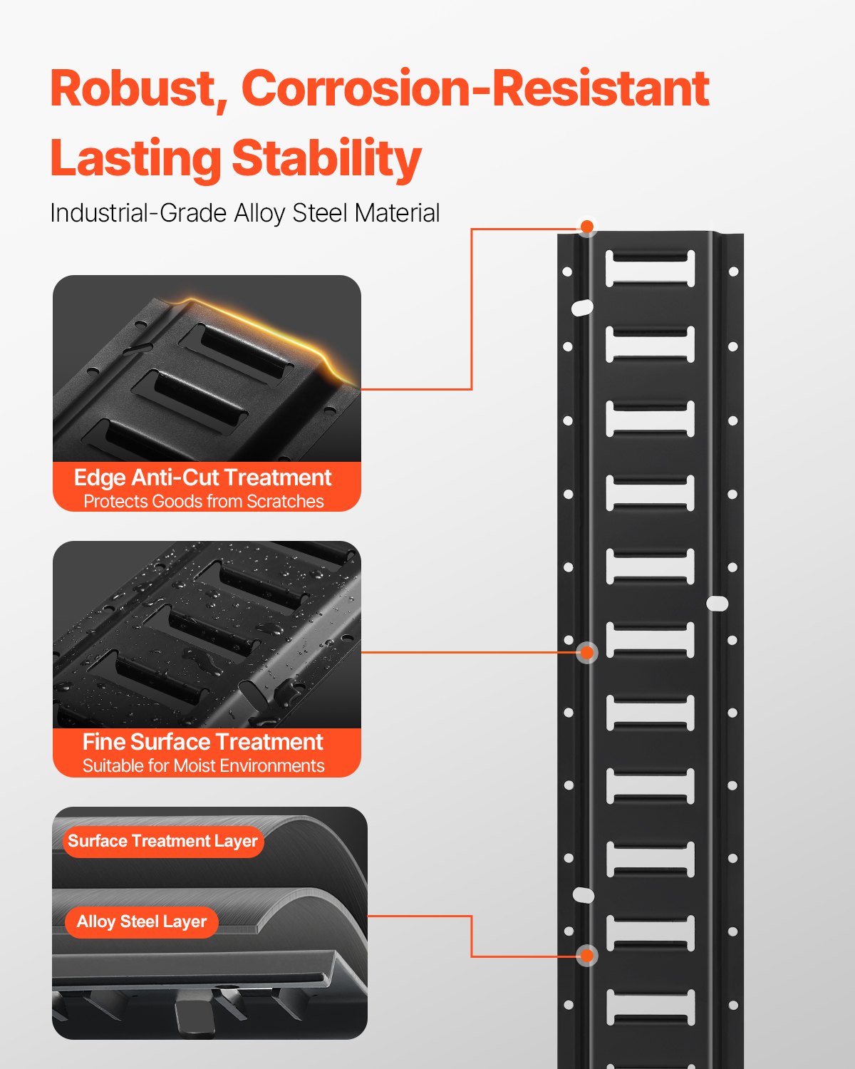 VEVOR Set di binari E-Track, binari in acciaio da 2 piedi, 4 pezzi, capacità carico 2000 libbre, binari per carichi pesanti con viti per garage, furgoni, rimorchi, ancoraggi per moto