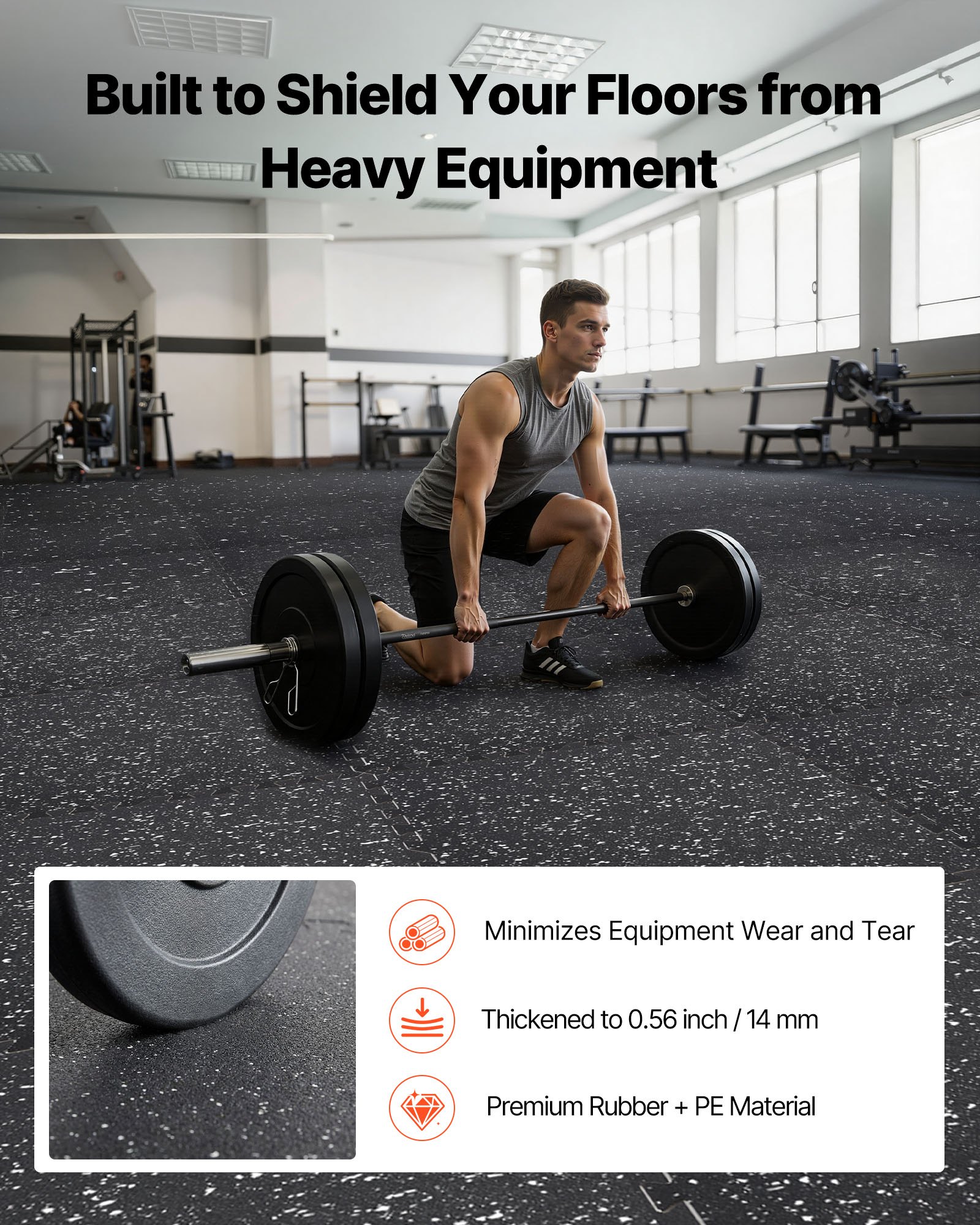 VEVOR Puzzle Exercise Mat, 24 PCS Fitness Equipment Mats, 610 x 610 x 14 mm, High-Density EVA Foam Mat Set, Interlocking Rubber Soft Tiles, Protective Floor Padding with White Dots for Home Gym Office