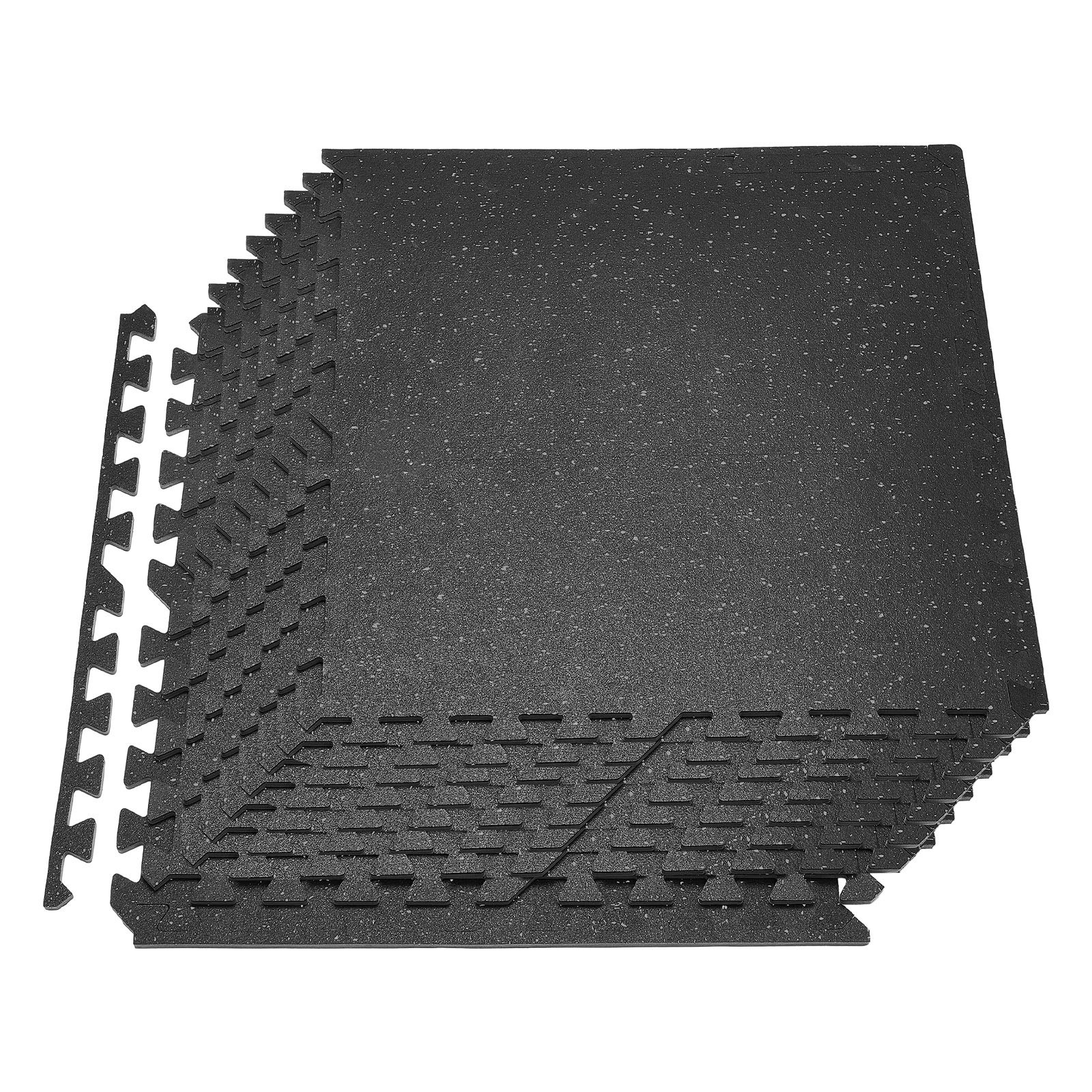 VEVOR Set Tappetino Puzzle Protettivo per Pavimento da Palestra 12 pezzi 610 x 610 x 10 mm, Tappetini Piastrelle in Gomma ad Incastro con Puntini Grigi da Ginnastica Palestra Ufficio Casa Allenamento