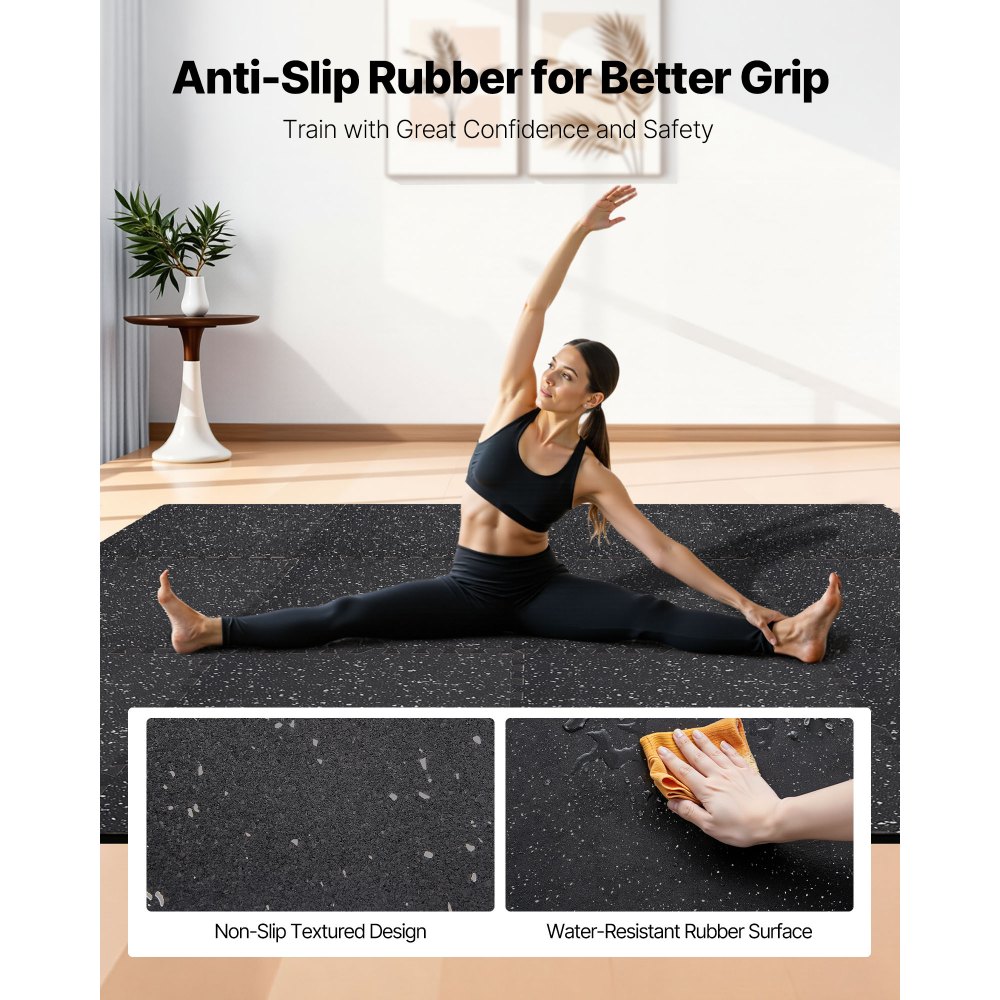 VEVOR Set Tappetino Puzzle Protettivo per Pavimento da Palestra 24 pezzi 610 x 610 x14 mm, Tappetini in Schiuma EVA Fitness ad Incastro da Ginnastica Palestra Ufficio Studio Allenamento