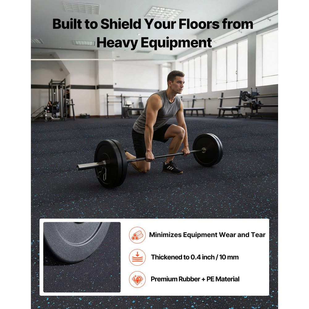 VEVOR Puzzle Exercise Mat, 24 PCS Fitness Equipment Mats, 610 x 610 x 10 mm, High-Density EVA Foam Mats Set, Interlocking Rubber Soft Tiles, Protective Floor Padding with Blue Dots for Home Gym Office