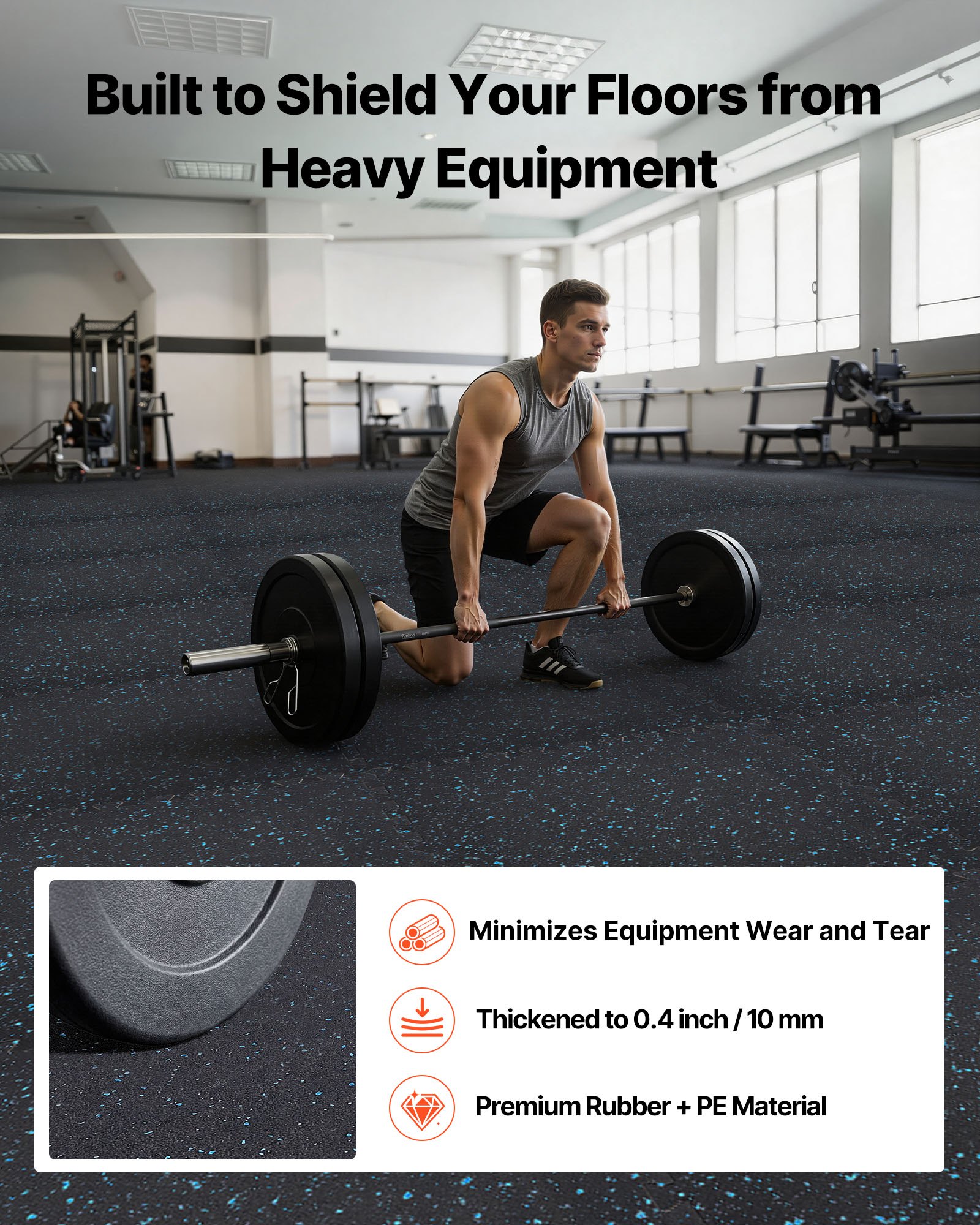 VEVOR Puzzle Exercise Mat, 24 PCS Fitness Equipment Mats, 610 x 610 x 10 mm, High-Density EVA Foam Mats Set, Interlocking Rubber Soft Tiles, Protective Floor Padding with Blue Dots for Home Gym Office