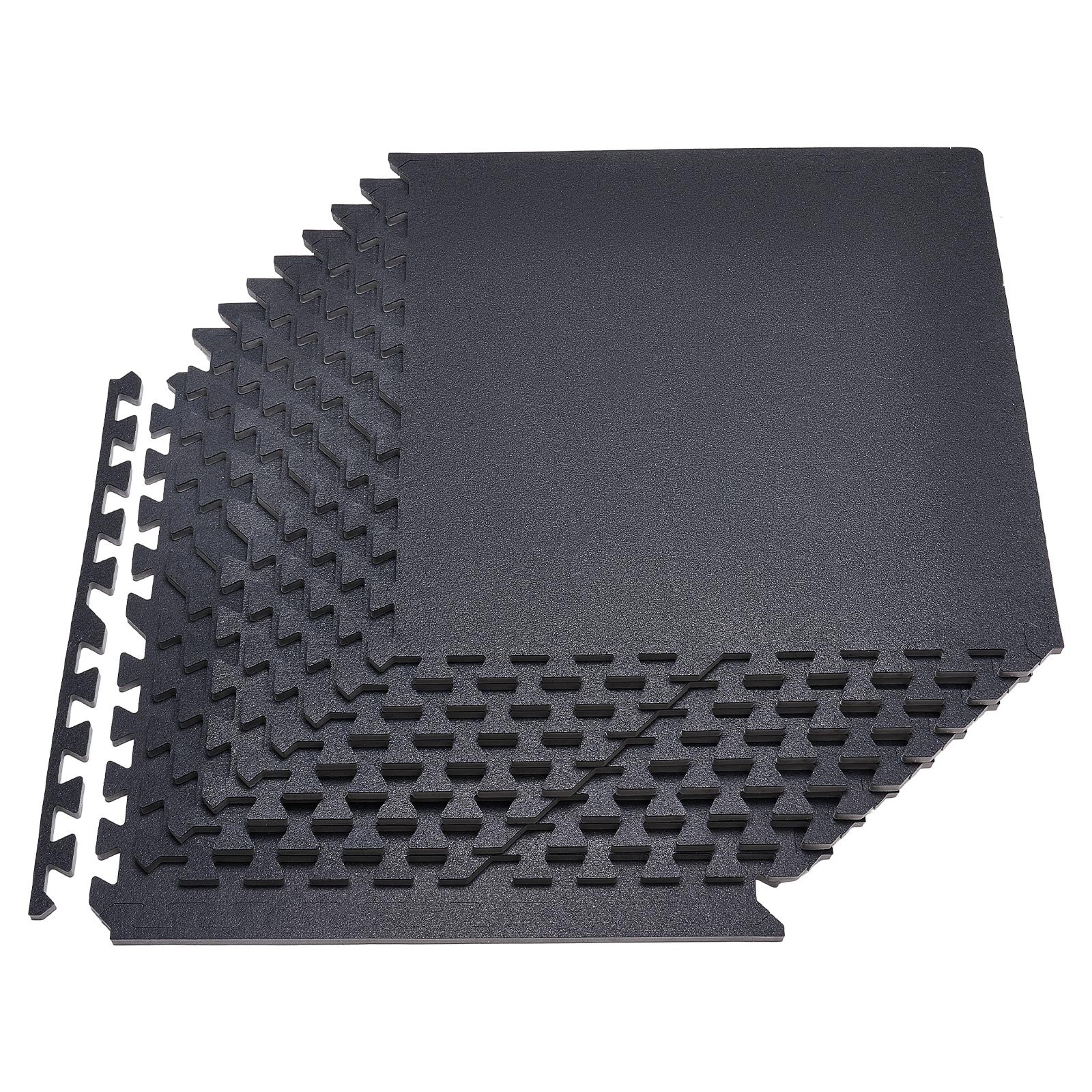 VEVOR Set Tappetino Puzzle Protettivo per Pavimento da Palestra 12 pezzi 610 x 610 x 14 mm, Tappetini in Schiuma EVA ad Incastro Piastrelle da Ginnastica Ufficio Allenamento Yoga Fitness, Nero