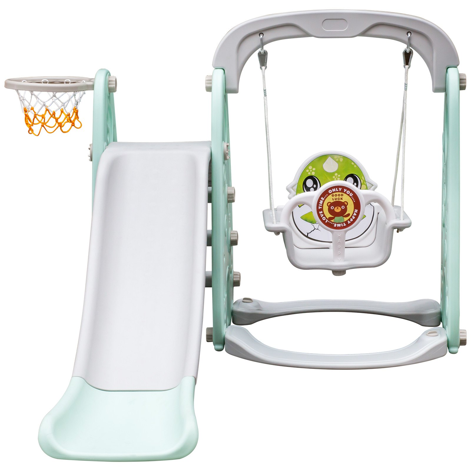 Scivolo Per Giardini Set Scivolo Altalena Per Bimbi + Piscina Di Palline Verde