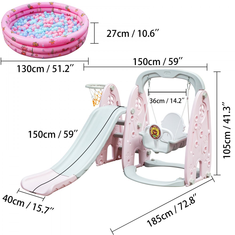 Scivolo Per Bambini Set Scivoloaltalenainterno+ Piscina Di Palline Colore Rosa
