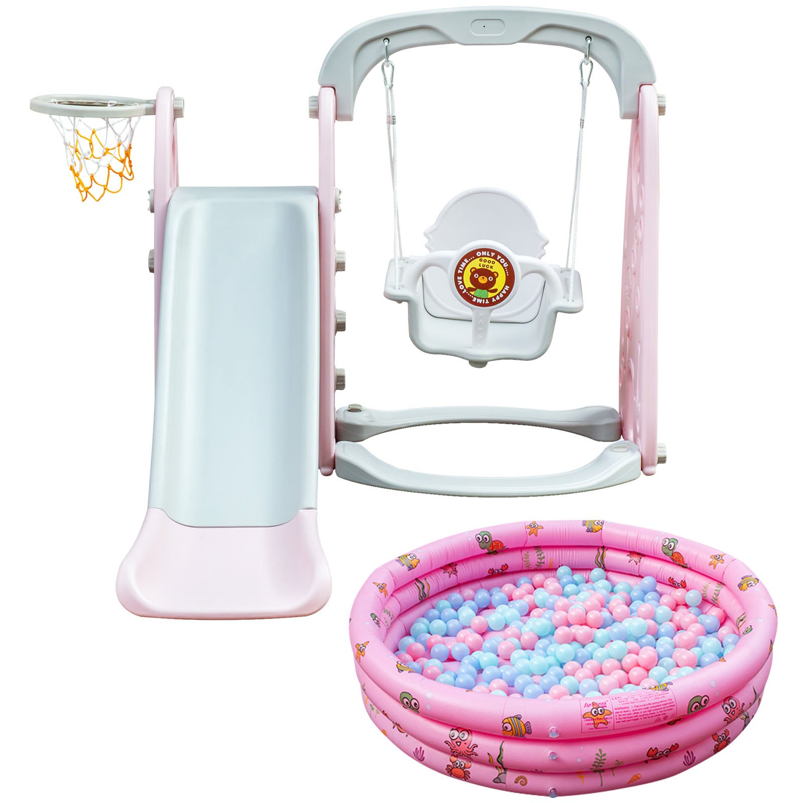 Scivolo Per Bambini Set Scivoloaltalenainterno+ Piscina Di Palline Colore Rosa