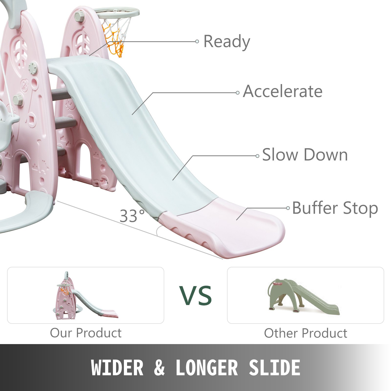 Scivolo Per Bambini Set Scivoloaltalenainterno+ Piscina Di Palline Colore Rosa