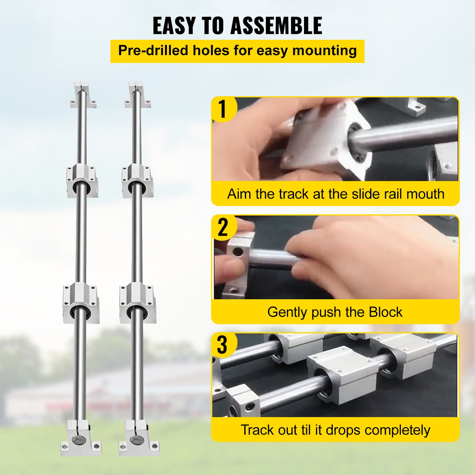 Vevor Set Di Guida Lineare Asta Dell'albero 1200 Mm Supporto Blocchi Cuscinetti