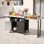 VEVOR Outdoor Grill Cart with Storage Cabinet, 190 cm Grill Table, Waterproof Kitchen Island with Stainless Steel Top, Pull-Out Plate, Wheels, Movable Food Prep Station for Patio Bar Backyard BBQ