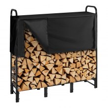 VEVOR Portalegna con Copertura Impermeabile, Portalegna in Metallo per Esterni, 1220 x 320 x 1180 mm, Carico Massimo 181,4 kg, Copertura Parziale, Verniciato a Polvere, per Patio, Veranda