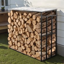 VEVOR Portalegna in Metallo da Esterno da 1430 mm, Capannone per Legna da Ardere, Capacità 299,4 kg, Portalegna in Metallo Verniciato a Polvere, per Camino Terrazza Giardino