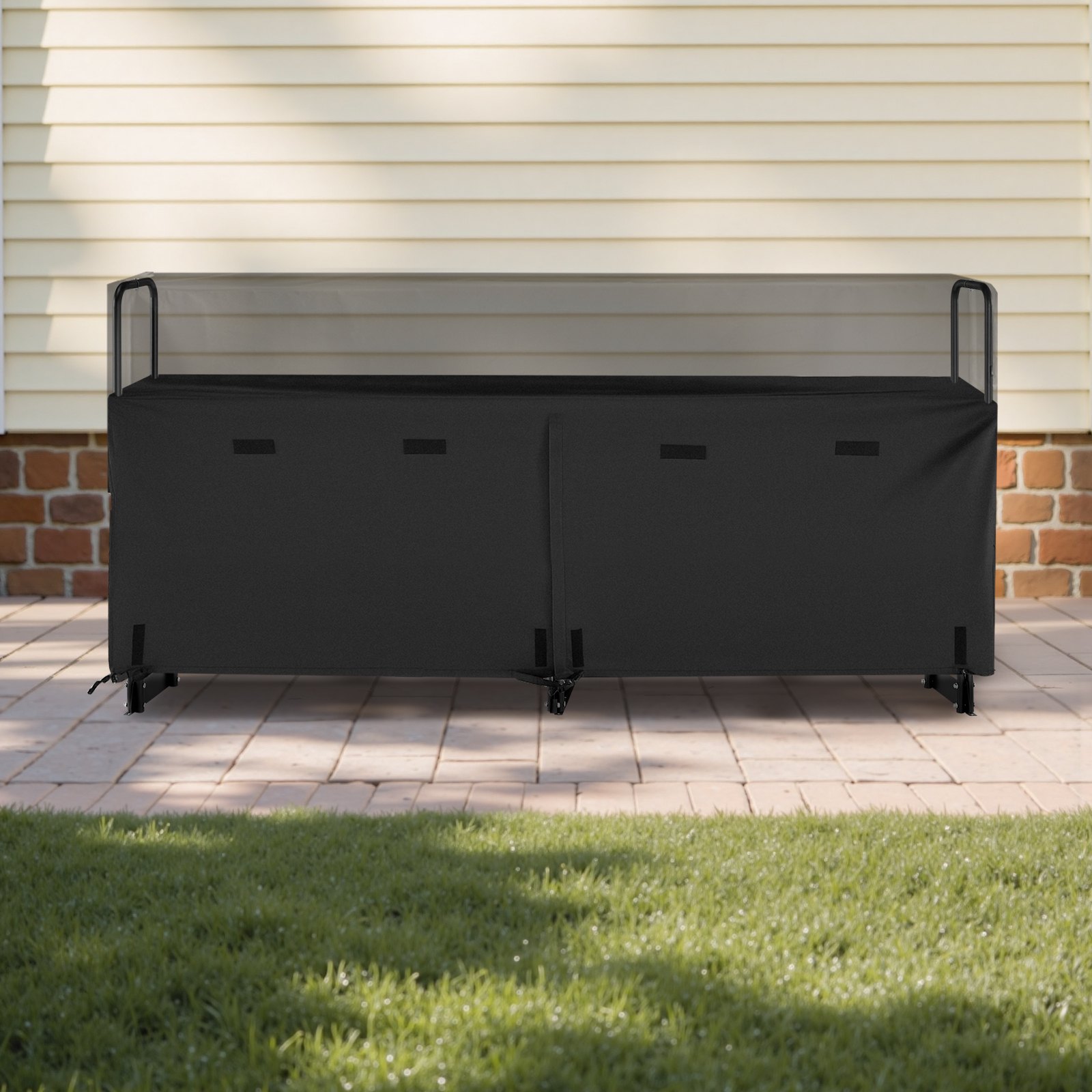 VEVOR Portalegna da Esterna con Copertura Impermeabile da 2570 mm in Metallo con Cavo, Capacità di Peso 299,4 kg, Ripiano Superiore Rivestito in Polvere per Legna da Ardere per Terrazza del Camino