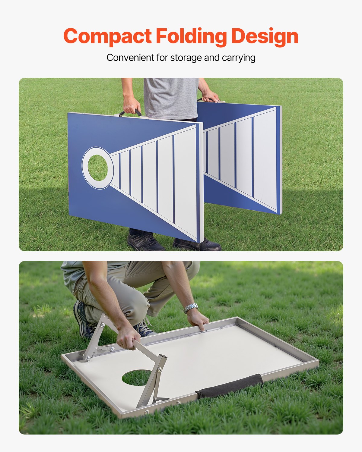 VEVOR Set di Gioco Cornhole Portatile da Tavolo, Tavole Pieghevole da Gioco, Tavola da Lancio Portatile in Alluminio, Gioco Cornhole per Adulti, 8 Sacchetti di Fagioli, 915 x 610 x 255 mm