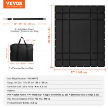 VEVOR Rete da Carico 1830 x 1450 mm Rete da Carico Resistente con Ganci a S Nero