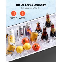 VEVOR Carrello Portaghiaccio, da 75,71 Lcon Ruote, Maniglia Telescopica a 2 Stadi e 2 Ruote Girevoli, Tavolo Portatile per Spiaggia, Patio, Bar, Carrello da Parco all'Aperto su Ruote, Nero