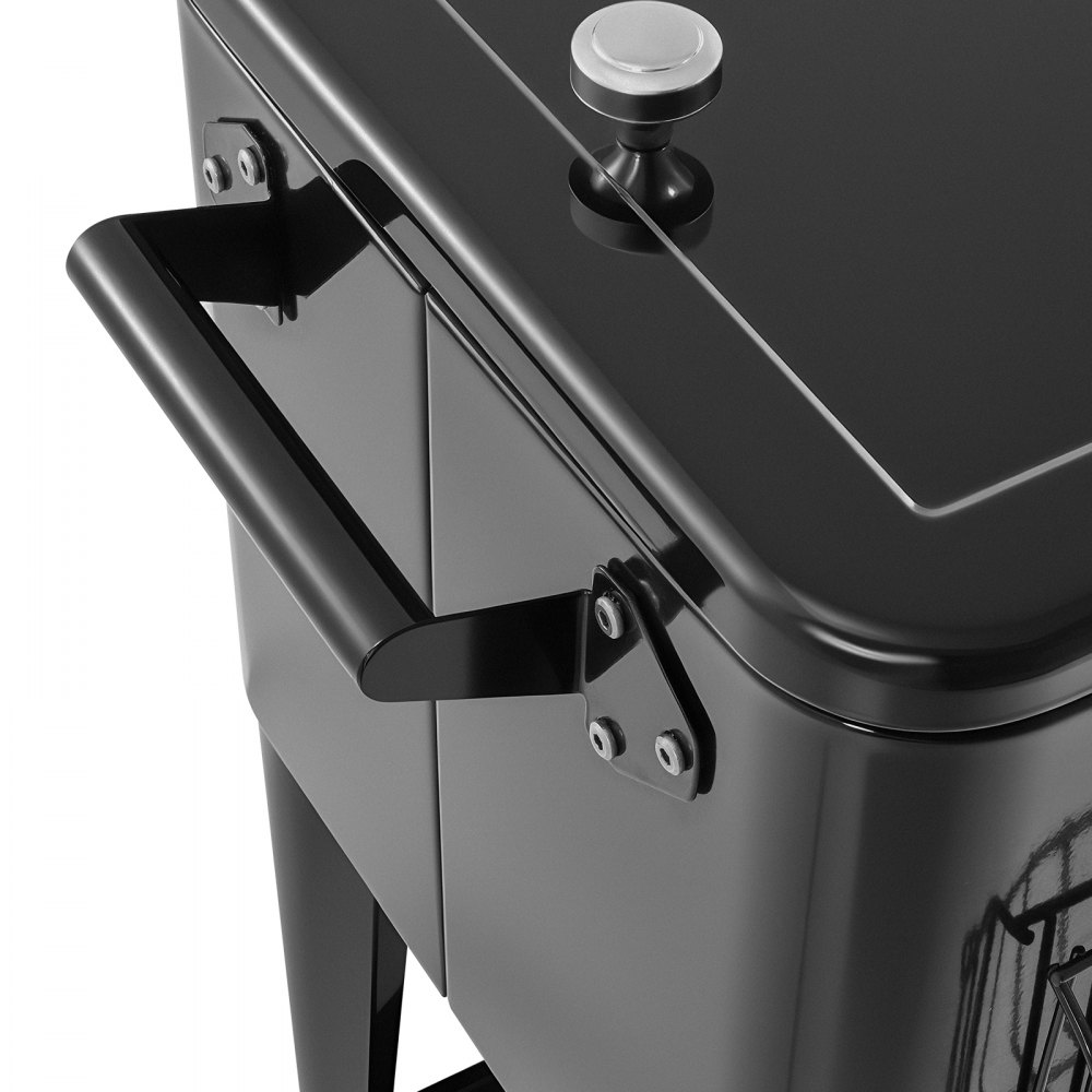 VEVOR Ghiacciaia Mobile da 75,71 L, Può Contenere Fino a 50 Bottiglie/110 Lattine, Carrello Portatile per Bevande da Bar per Feste, Contenitore per Bevande con Cestino Laterale e Apribottiglie, Nero