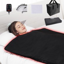 VEVOR Coperta per Sauna Portatile a Infrarossi Lontani 190x90 cm Temperatura Regolabile 6 Livelli 35°C-85°C Timer 1-60 Minuti, Coperta da Sauna con Pietre Terapeutiche Riscaldamento Fibra di Carbonio