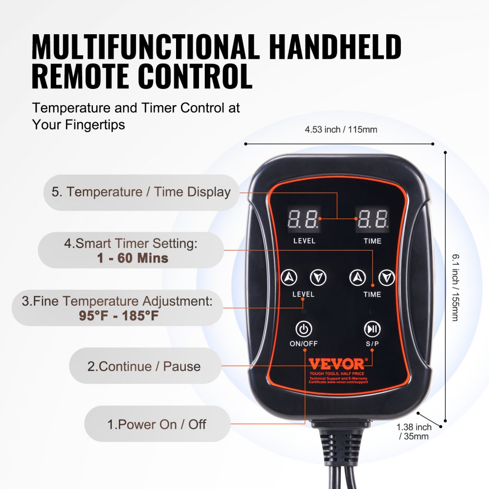 VEVOR Coperta da Sauna Riscaldamento in Fibra di Carbonio Controllo della Temperatura & Timer, Coperta per Sauna a Infrarossi Fori per le Braccia 560 W 6 Livelli di Temperatura Regolabile 35°C-85°C