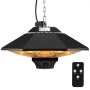 VEVOR Riscaldatore da Esterno Sospeso 2000 W Riscaldatore Elettrico a Infrarossi per Interni Esterni con Telecomando, Protezione IP34 Riscaldatore da Soffitto con Corda e Catena Regolabile, per Patio