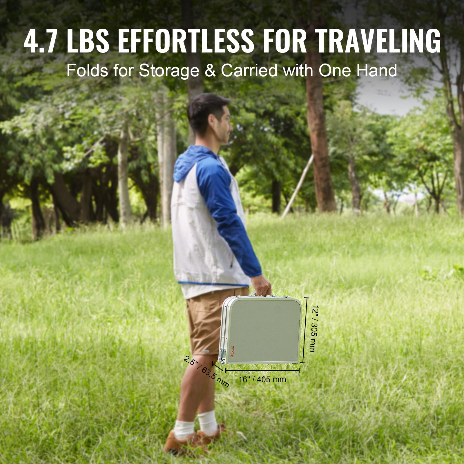 VEVOR Tavolino da Campeggio Spiaggia Pieghevole Portatile in Alluminio Altezza Regolabile Piano in MDF Massima Capacità 31,5kg per Viaggio Escursione Picnic Pesca, Tavolino Portatile Pieghevole 2,15kg