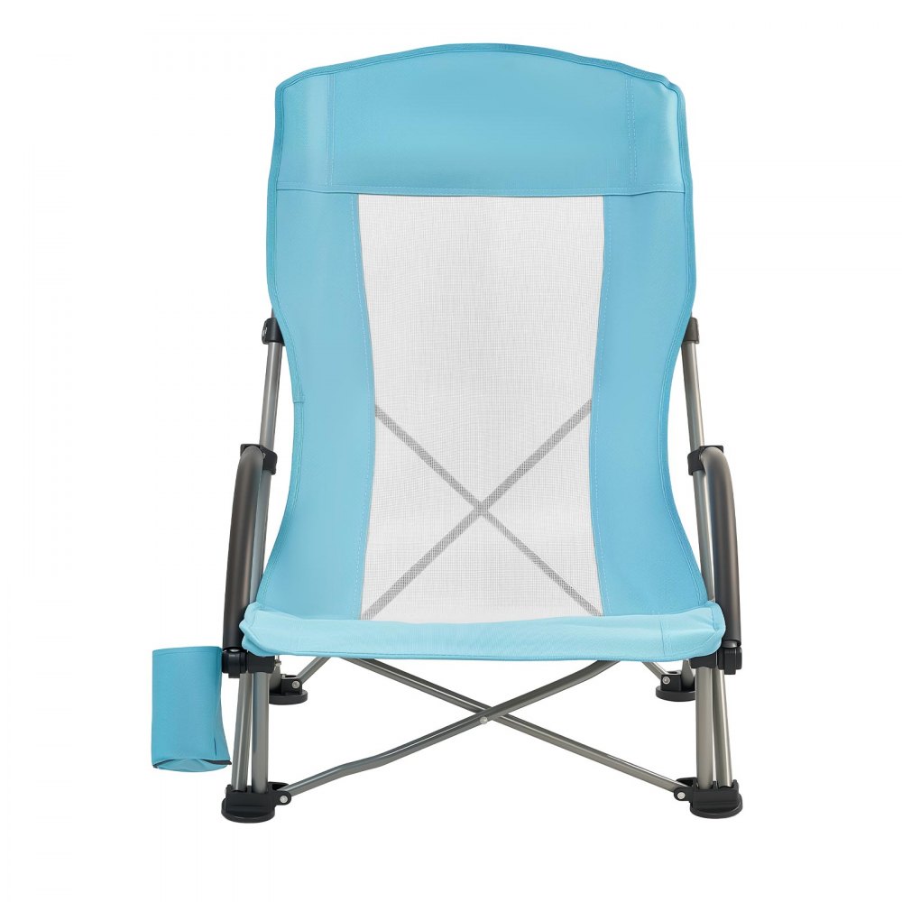 VEVOR Sedia da Campeggio Pieghevole Portatile con Schienale Alto Carico max. 150 kg, Sedia Pieghevole da Spiaggia Campeggio Picnic Pesca Attività all'Aperto, Portabicchieri, Colore Azzurro