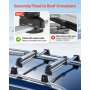 VEVOR Portasci e Snowboard, Porta Fino a 4 Paia di Sci o 2 Snowboard, 2 Supporti Universali in Alluminio per Portapacchi Auto con Serratura e Imbottitura in Gomma, Portacanna da Pesca