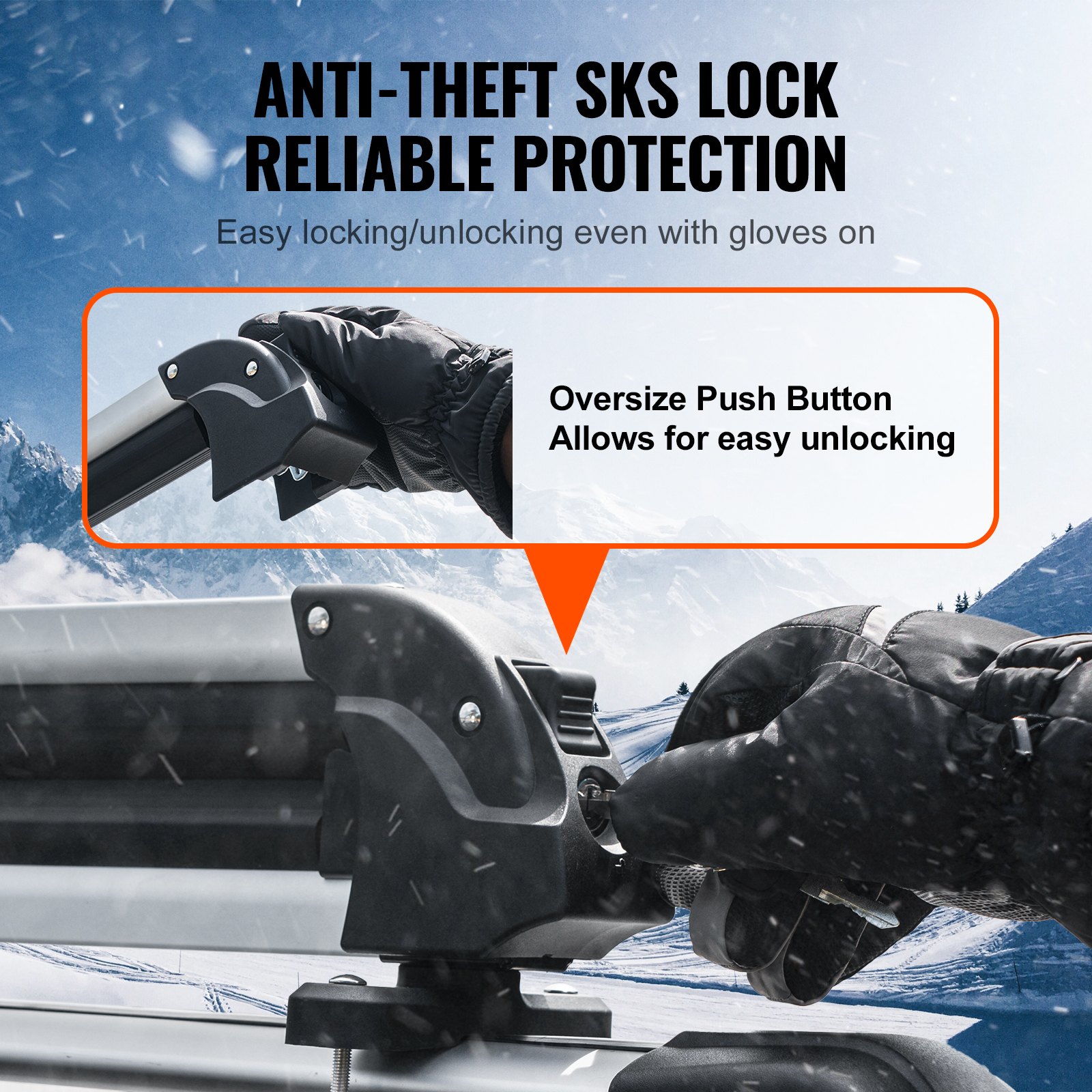 VEVOR Portasci e Snowboard, Portasci Universale 805 mm per Tetto Auto, Adatto Maggior Barre Trasversali, Trasporta Fino a 6 Paia di Sci o 4 Snowboard, in Alluminio con Serratura Imbottitura in Gomma