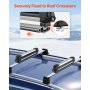 VEVOR Portasci e Snowboard, Portasci per Tetto Auto Scanalatura a T Porta 4 Paia di Sci o 2 Snowboard, 2 Supporti Universali in Alluminio per Portapacchi Auto con Serratura e Imbottitura in Gomma
