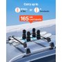 VEVOR Portasci e Snowboard, Portasci per Tetto Auto Scanalatura a T Porta 6 Paia di Sci o 2 Snowboard, 2 Supporti Universali in Alluminio per Portapacchi Auto con Serratura e Imbottitura in Gomma