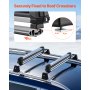 VEVOR Portasci e Snowboard, Portasci per Tetto Auto Scanalatura a T Porta 6 Paia di Sci o 2 Snowboard, 2 Supporti Universali in Alluminio per Portapacchi Auto con Serratura e Imbottitura in Gomma