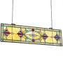VEVOR Pannello per Finestra in Vetro Colorato 813 x 250 mm Decorazione per Finestre in Vetro Colorato Rettangolare Orizzontale con Catena, Artigianato Tradizionale Vintage per Decorazione della Casa