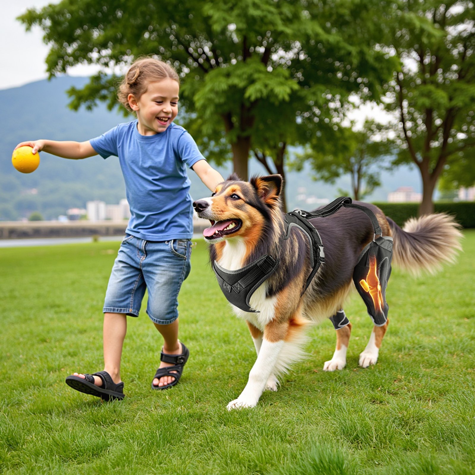 VEVOR Tutore per Ginocchio di Cani per Legamento Crociato Anteriore Strappato, Tutore per Zampe di Cani con Stabilizzatore a Cerniera Regolabile, per Zampa Posteriore Destra Sinistra, Taglia XL, Nero
