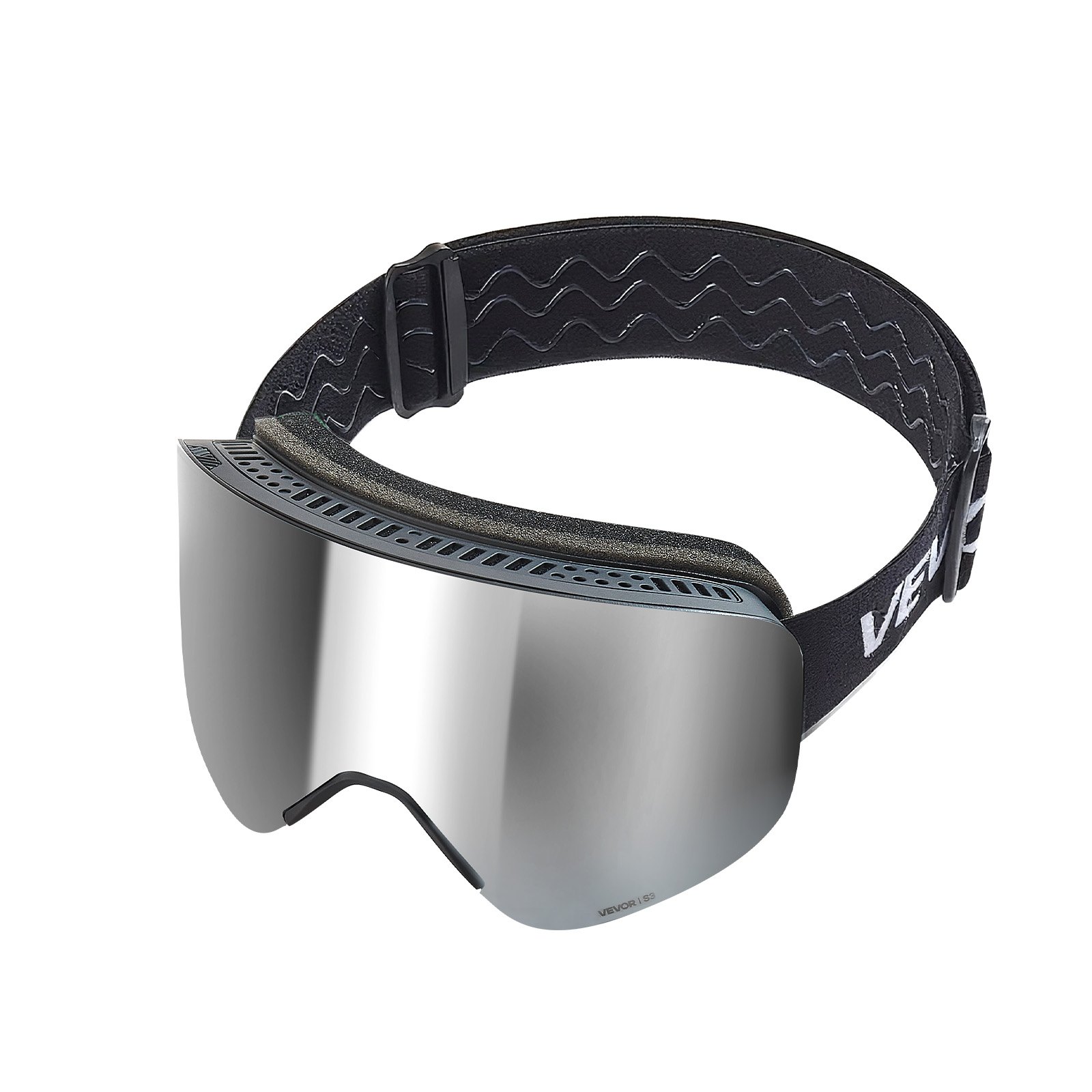 VEVOR Occhiali da Sci Maschera da Sci Revo Rivestimento Argentato, Montatura OTG, 0,28kg, Occhiali da Snowboard, Lenti Cilindriche Magnetiche, Antiappannamento, per Motocross da Neve