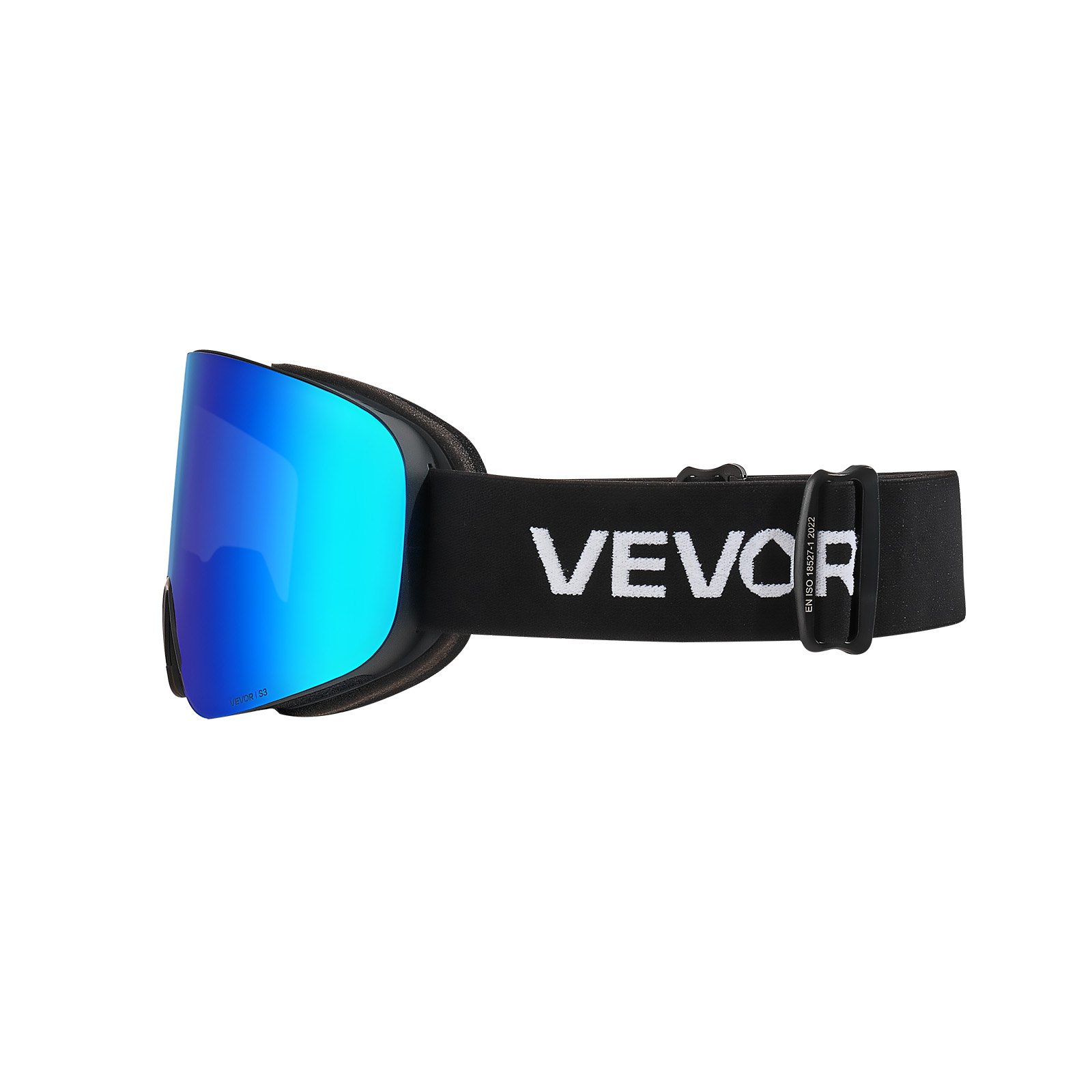 VEVOR Occhiali da Sci Maschera da Sci Revo Rivestimento Blu Scuro, Montatura OTG, 0,28kg, Occhiali da Snowboard, Lenti Cilindriche Magnetiche, Antiappannamento, per Motocross da Neve
