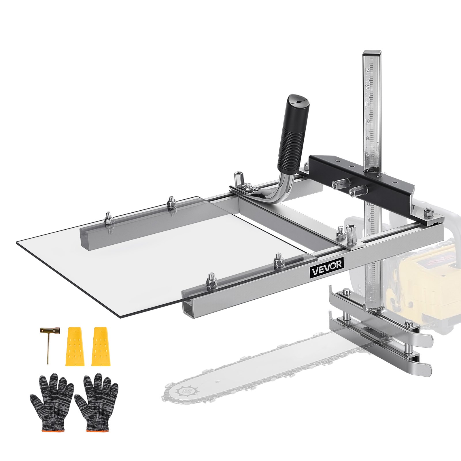 VEVOR Segheria a Catena per Motoseghe Segheria Portatile Adatta a Barre di Fresatura per Assi da 41-51 cm, Guida per Taglio Trasversale del Legname, Kit Cavalletto Taglialegna per Falegnami