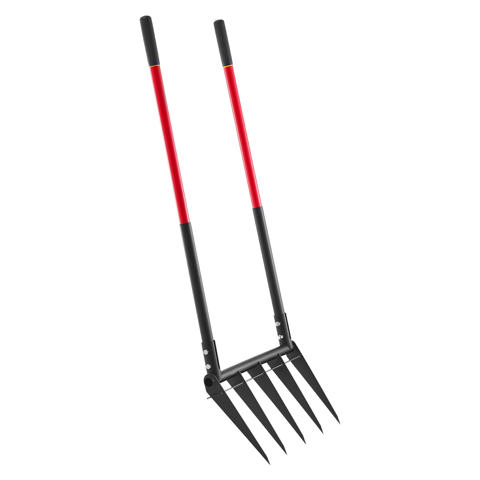 VEVOR Broadfork Doubleshaft 510x320 mm, 5-tine digging fork with two fiberglass handles, robust spade fork, ergonomic U-shaped design, garden tool for composting, transplanting & aerating