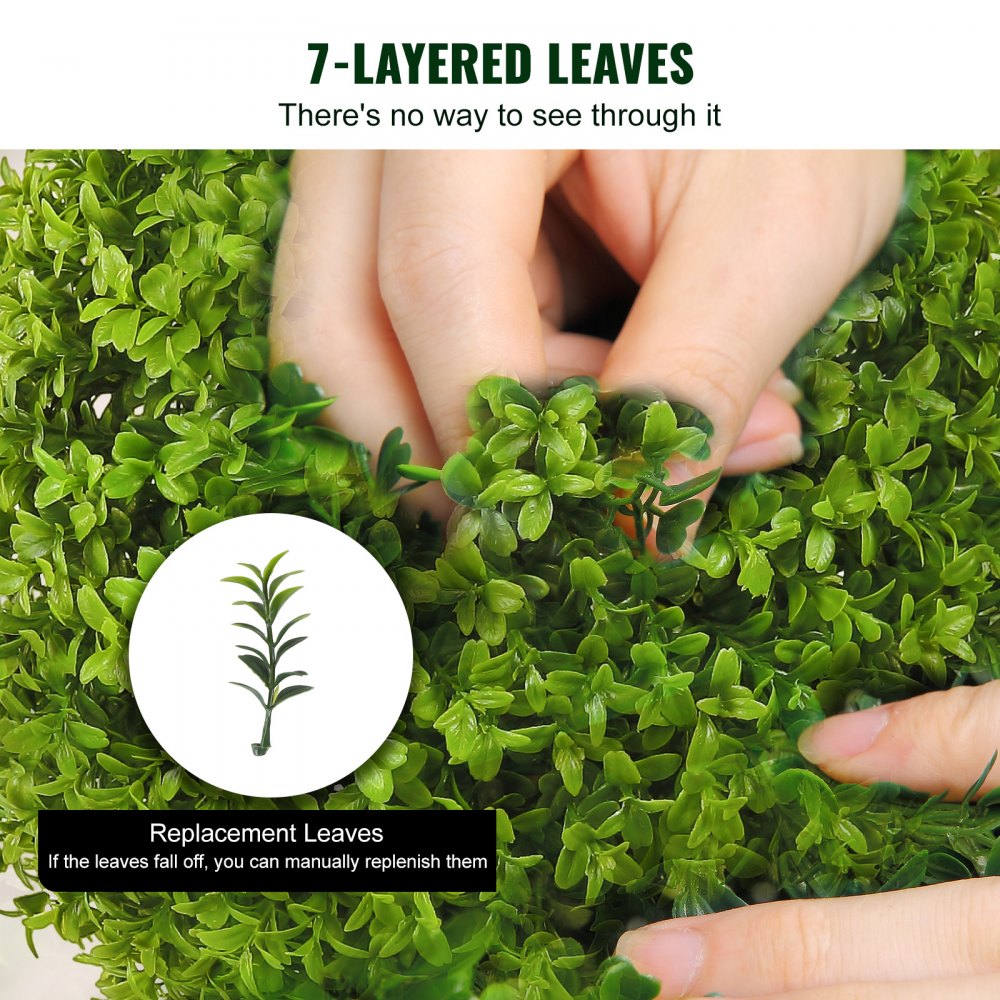 VEVOR Pianta Artificiale in Bosso 2 Alberi 559 mm Piante Finte Topiaria Decorativa con 10 Foglie di Ricambio 4 Farfalle Decorative, per Decorazione Interno Esterno Giardino Terrazzo Balcone Ingresso